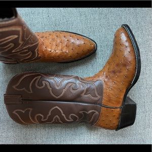 Vintage Larry Mahan Ostrich Skin Cowboy Boots